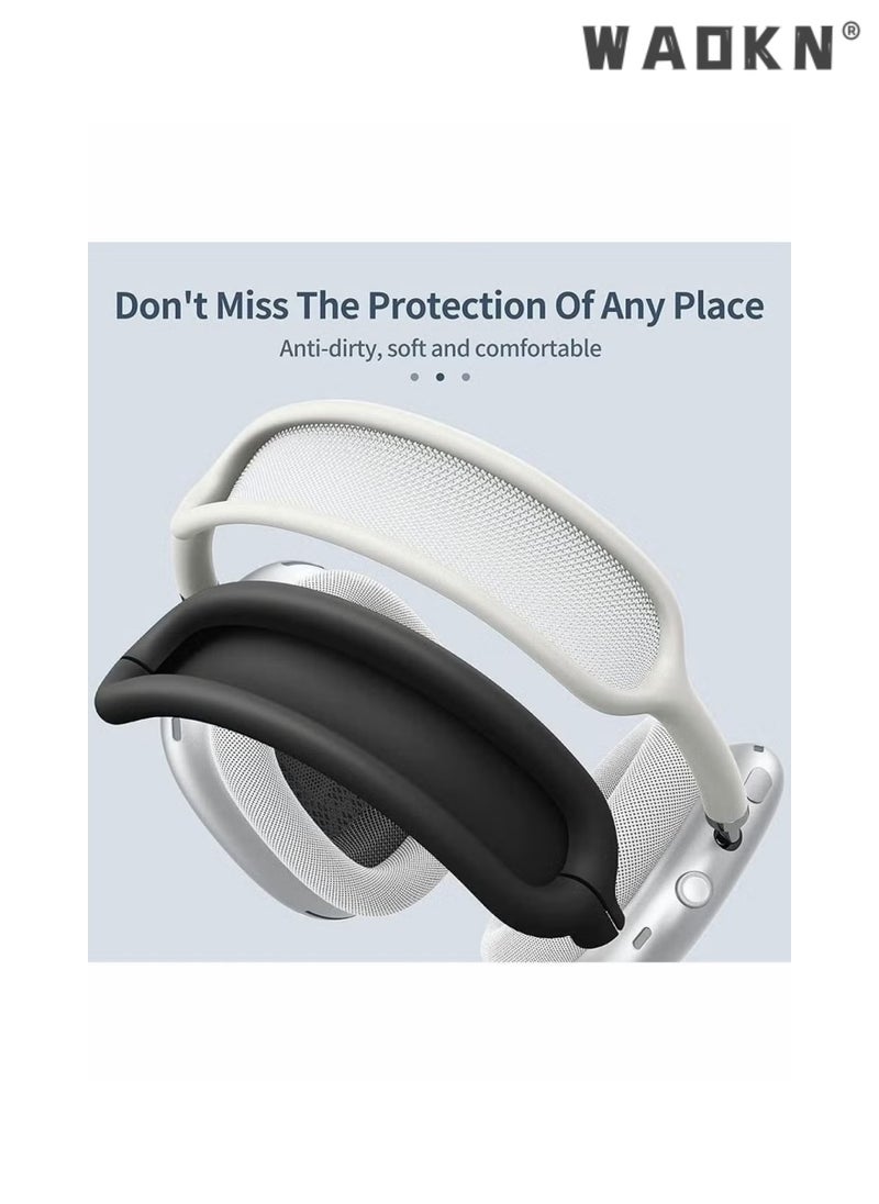 WAOKN - Silicone Headphone Case Suitable for AirPods Max Protective Case, Anti Scratch Ear Cups Cover and Headband Cover for AirPods Max Accessories Skin Protector Accessories Black - Image 1
