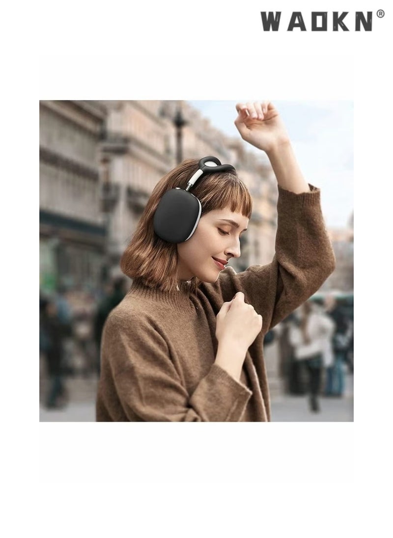 WAOKN - Silicone Headphone Case Suitable for AirPods Max Protective Case, Anti Scratch Ear Cups Cover and Headband Cover for AirPods Max Accessories Skin Protector Accessories Black - Image 1