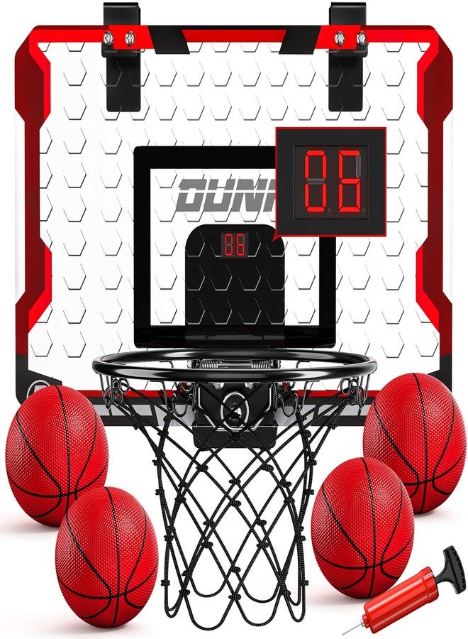 TEMI Basketball Hoop Indoor, Mini Basketball Hoop with 4 Balls & Electronic Scoreboard, Over the Door Basketball Hoop, Basketball Toys for Boys Girls Age 5 6 7 8 9 10 11 12 - Kids & Teens Gift Ideas - Image 1