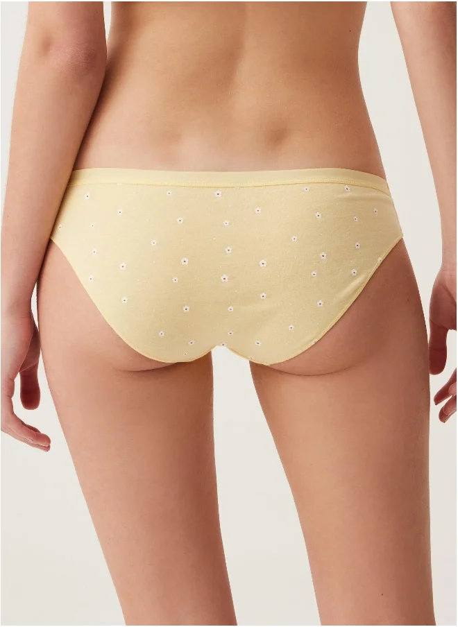او في اس Five-pack patterned organic stretch cotton briefs