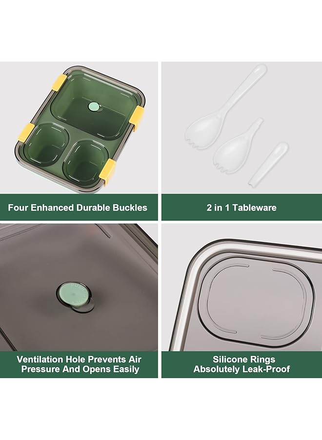 كاست ويف مجموعة من 3 صناديق غداء بينتو للأطفال والبالغين والأطفال الصغار، مع 3 أقسام وحاويات طعام قابلة لإعادة الاستخدام لإعداد الوجبات للمدرسة والعمل والسفر، مجموعة من 3 صناديق غداء بينتو، ميكروويف، غسالة أطباق، خالية من مادة BPA - Image 2