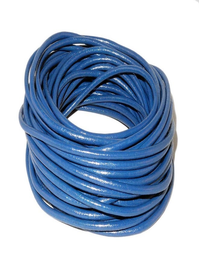Cords Craft® Round Leather Cord 2mm for Craft, Necklace, Bracelets, Accessories & DIY Craft Projects, Genuine Leather, Coil of 10 Meters String Cording (Blue) - Image 1