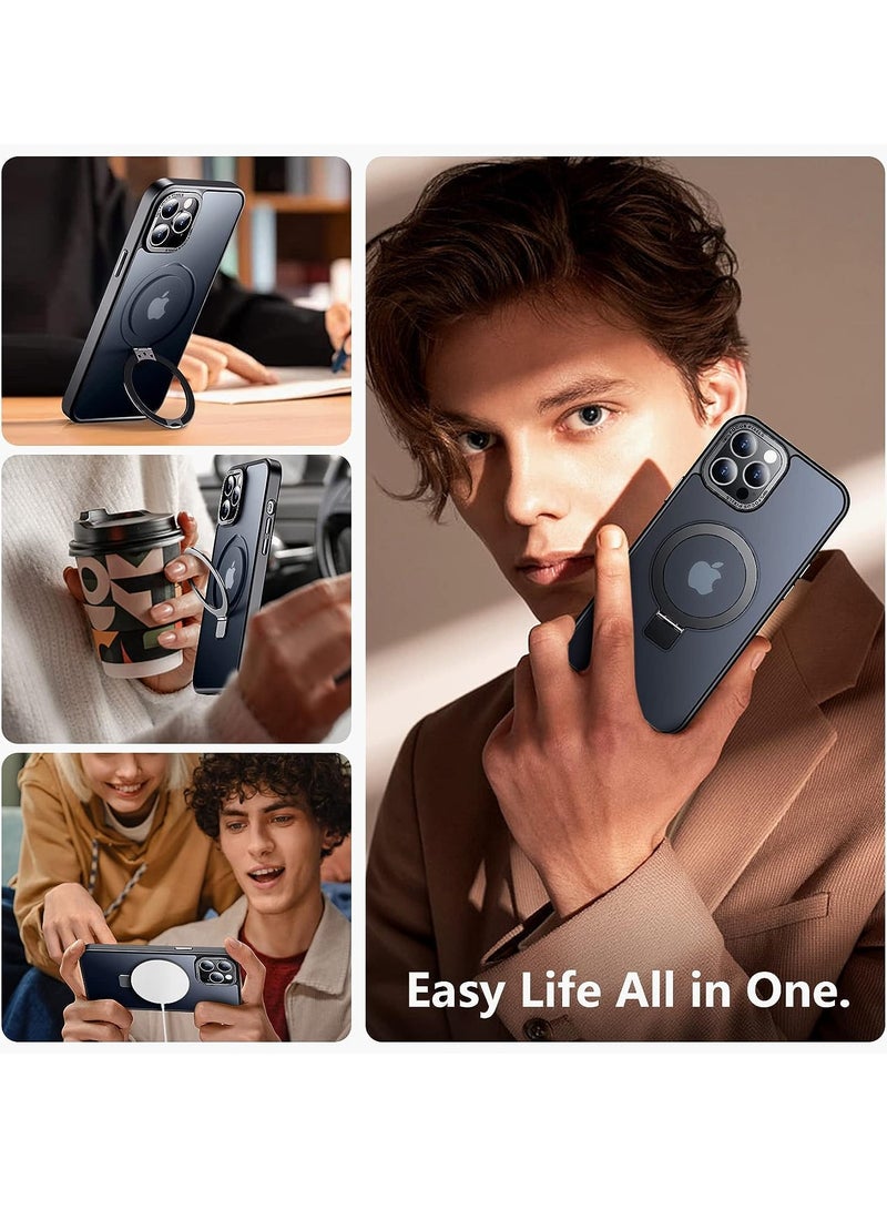 iPhone 13 Pro Max MagSafe Case with Magnetic Invisible Stand,【Full Shockproof Protection】Matte Back Phone Cover with Magnet Kickstand for Apple 13 Pro Max (2021)(Black) - Image 5