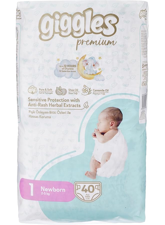 giggles Baby Diapers 40 Pieces Twin Pack Size 1 - Image 1