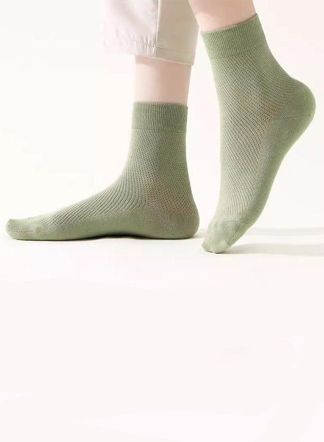 Five pairs of randomly colored women's socks, sweat absorbing, odor proof, antibacterial, mesh, mid length socks, summer thin fit - Image 2