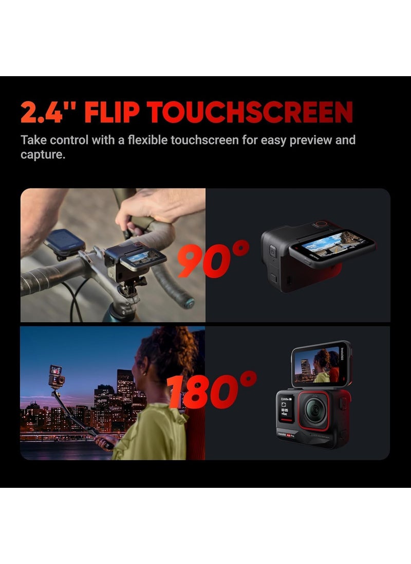 Insta360 Insta360 Ace Pro Basic Bundle Waterproof Action Camera CoEngineered with Leica Flagship 113 Sensor 8K24 4K120fps 48MP 24 Flip ScreenBundle Includes Invisible Selfie Stick 128GB Card  - Image 5