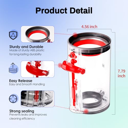 keluke Dust Bin Replacement Compatible with Cyclone V10 Absolute,V10 Animal, V10 Animal Pro,V10 Total Clean +,SV12 Cordless Vacuum Cleaners,Canister Replacement Parts - Image 3