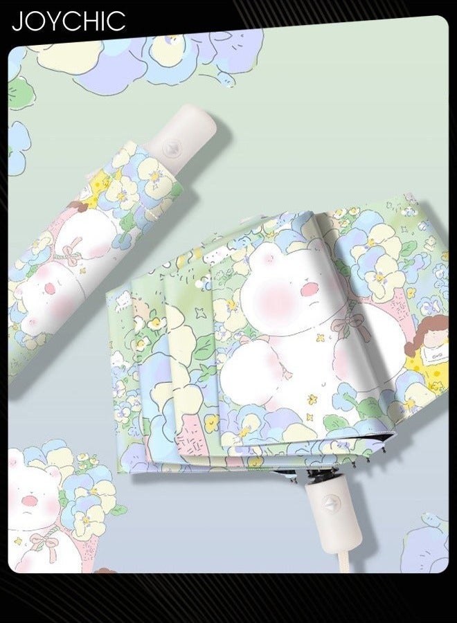 Joychic مظلة سفر أوتوماتيكية ثلاثية الطي UPF50+ مضادة للأشعة فوق البنفسجية للنساء والفتيات متعددة الألوان - Image 2