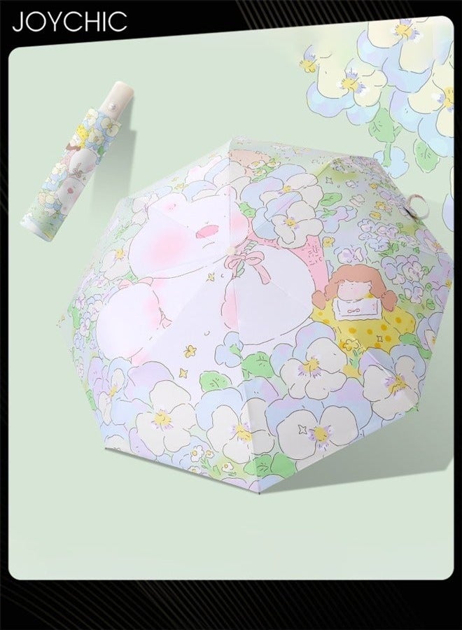Joychic مظلة سفر أوتوماتيكية ثلاثية الطي UPF50+ مضادة للأشعة فوق البنفسجية للنساء والفتيات متعددة الألوان - Image 1
