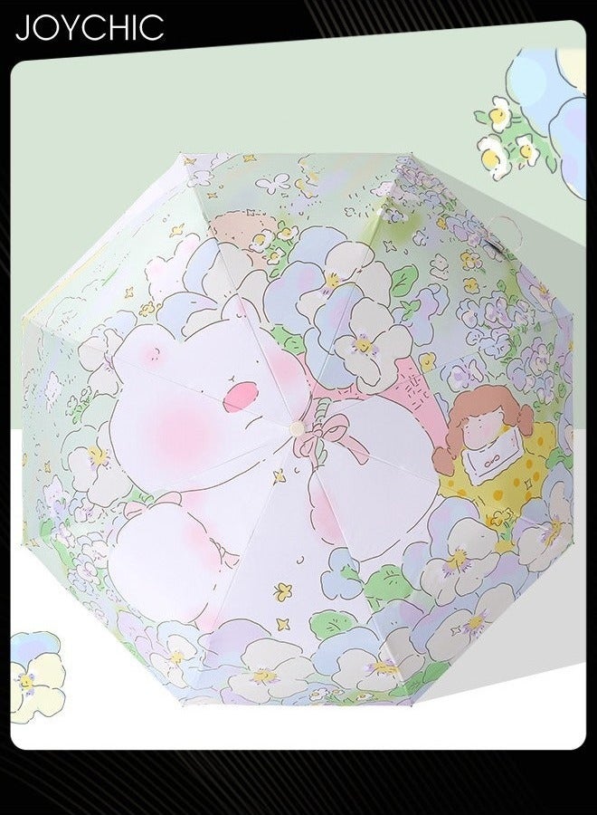 Joychic مظلة سفر أوتوماتيكية ثلاثية الطي UPF50+ مضادة للأشعة فوق البنفسجية للنساء والفتيات متعددة الألوان - Image 3