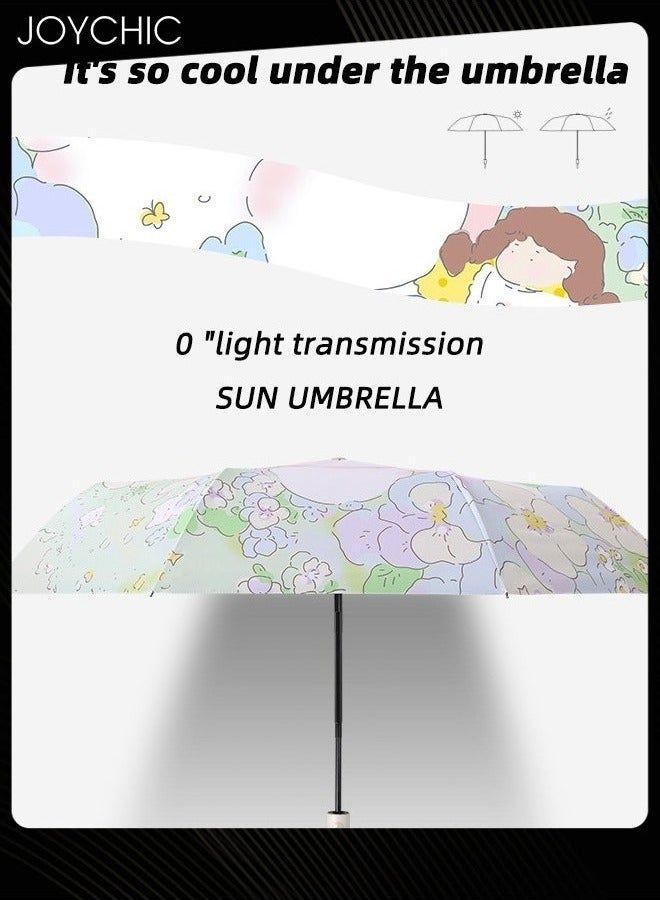Joychic مظلة سفر أوتوماتيكية ثلاثية الطي UPF50+ مضادة للأشعة فوق البنفسجية للنساء والفتيات متعددة الألوان - Image 5
