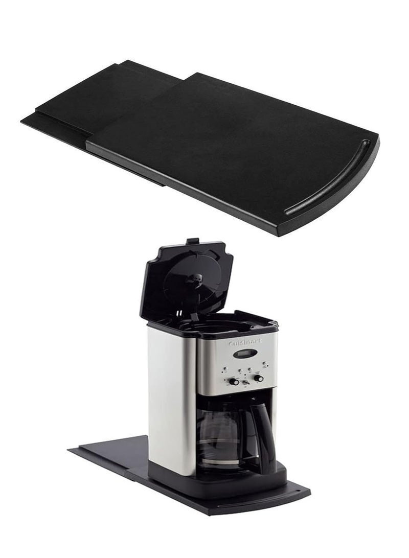 LOOPITYS Kitchen Caddy Sliding Coffee Tray Mat,12 Inch Under Cabinet Appliance Coffee Maker Toaster Countertop Storage Moving Slider With Sth Rolling Wheels - Image 1