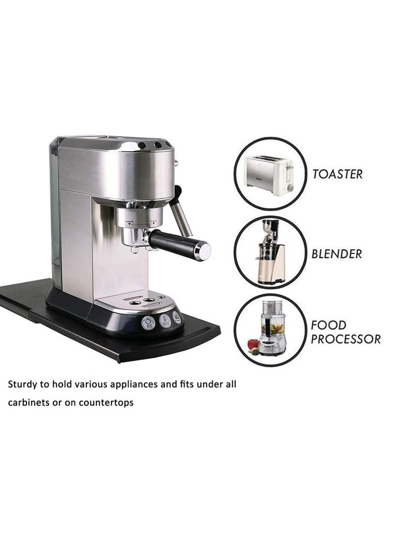 LOOPITYS Kitchen Caddy Sliding Coffee Tray Mat,12 Inch Under Cabinet Appliance Coffee Maker Toaster Countertop Storage Moving Slider With Sth Rolling Wheels - Image 2