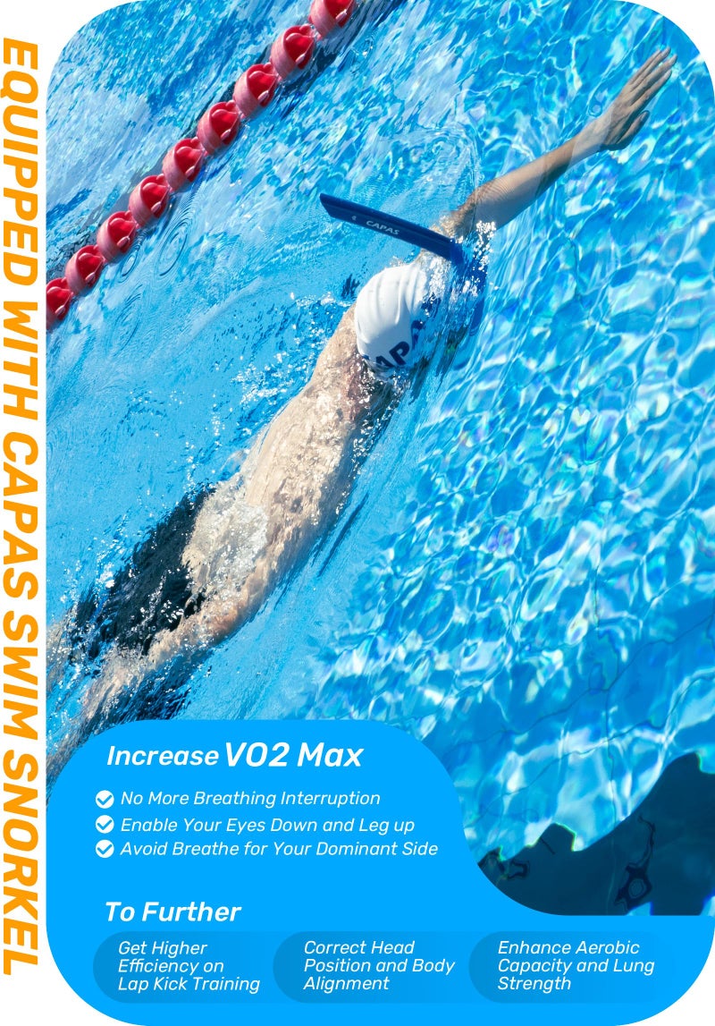 CAPAS Training Swim Snorkel for Lap Swimming, Swivel Headband Ultimate Fit Center-Mount Swimmers Snorkel with Liquid Silicone Mouthpiece Adjustable Strap, Designed for Adult Men Women - Image 3