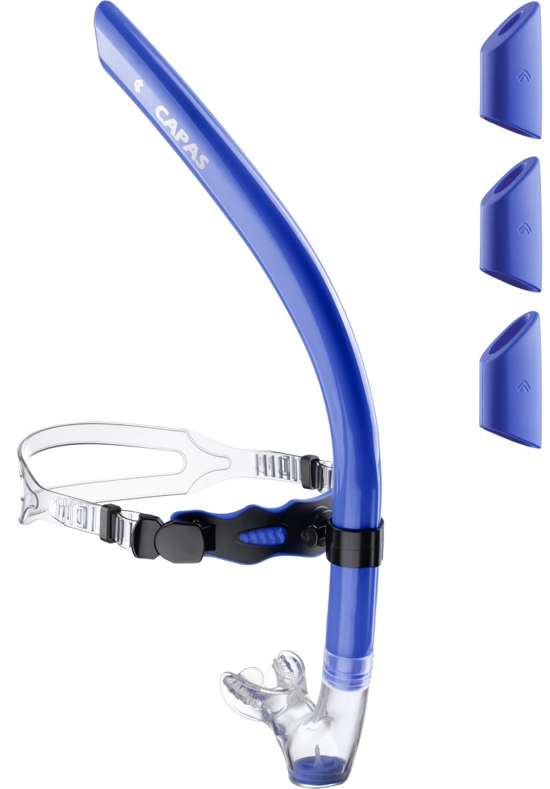 CAPAS Training Swim Snorkel for Lap Swimming, Swivel Headband Ultimate Fit Center-Mount Swimmers Snorkel with Liquid Silicone Mouthpiece Adjustable Strap, Designed for Adult Men Women - Image 1