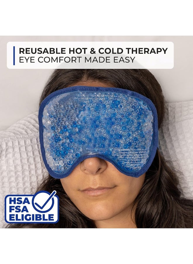 THRIVE - Thrive Eye Mask (Blue) - Gel Beads Hot/Cold Pack - Fabric Back - Innovative Reusable Gel Beads Provides Both ice or Heat Pain Relief and Therapy Treatments. Great for migraines, Headaches + More - Image 1