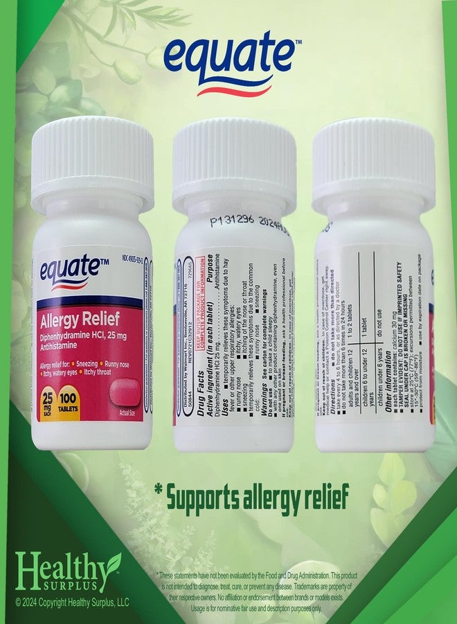 Healthy Surplus هيلثي سيربلس® فيتال فوليمز تيبس كارد & إيكويت أليرجي ريليف دي فينهيدرامين HCL, 25 mg 100 أقراص باقة - Image 2