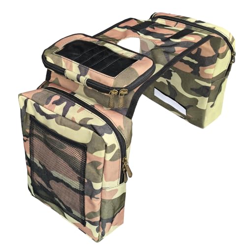 Vanlison ATV Tank Bag Saddle Bag Waterproof Motorcycle Bag Compatible with Snowmobile Sportsman Scrambler FourTrax Grizzly UTV Hanging Storage Bag Camo Brown - Image 1