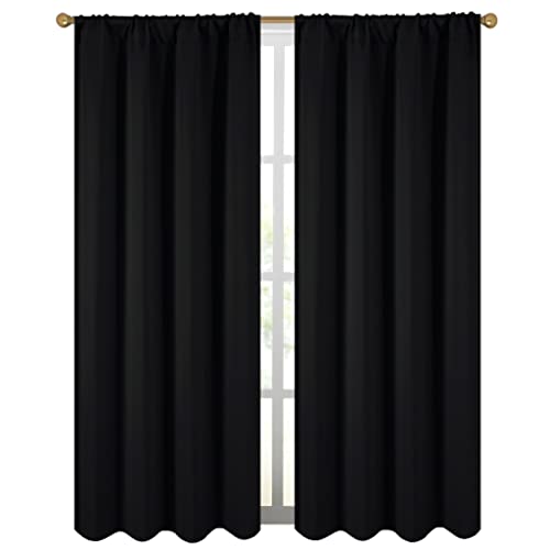 Diraysid Black Blackout Curtains for Bedroom and Living Room Thermal Insulated Room Darkening Curtains Drapes 52 x 84 2 Panels