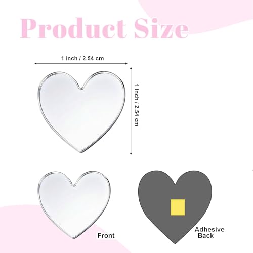 NEILL® Acrylic Small Mirror Heart Shape, Size - 1" x 1" inch, Pack of 50 Pcs, Thickness - 2mm with Adhesive - Image 2