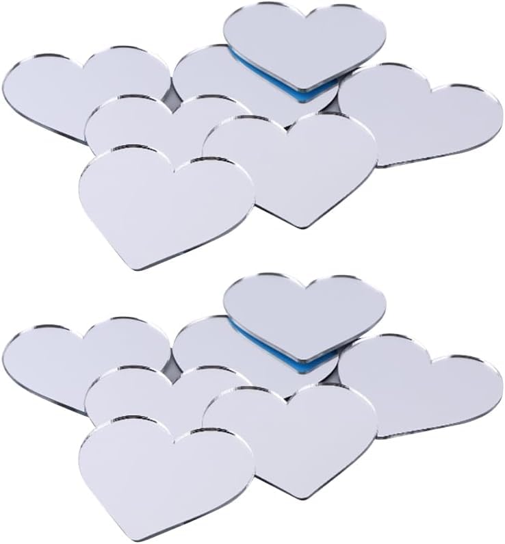 NEILL® Acrylic Small Mirror Heart Shape, Size - 1" x 1" inch, Pack of 50 Pcs, Thickness - 2mm with Adhesive - Image 1