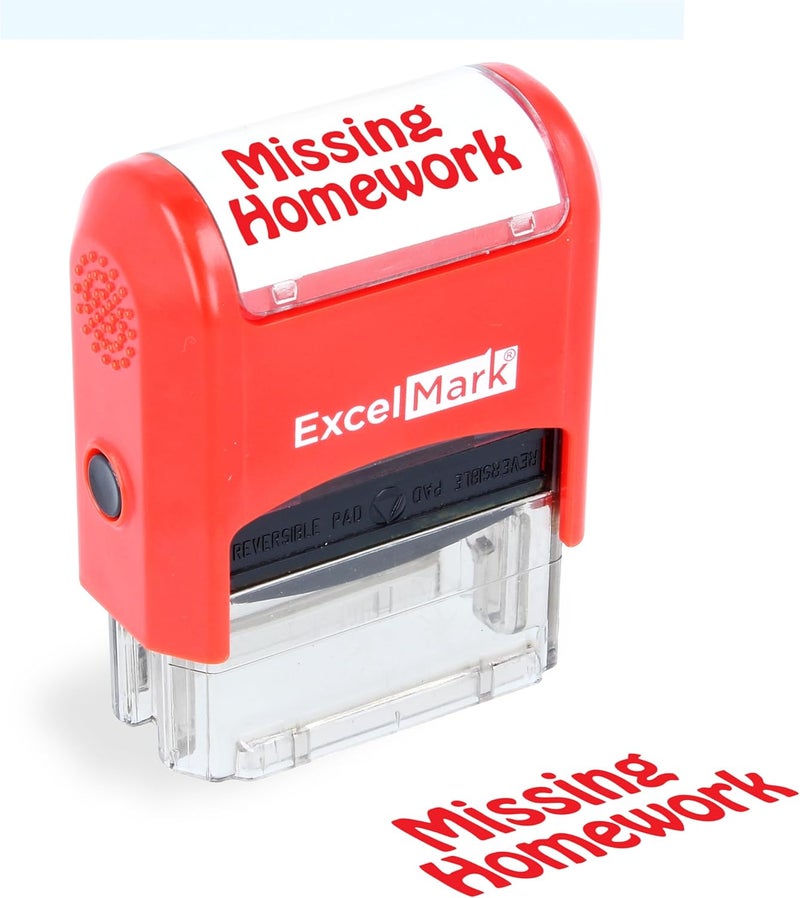 ExcelMark Missing Homework Self-Inking Stamp with Dual-Color Ink - Image 1