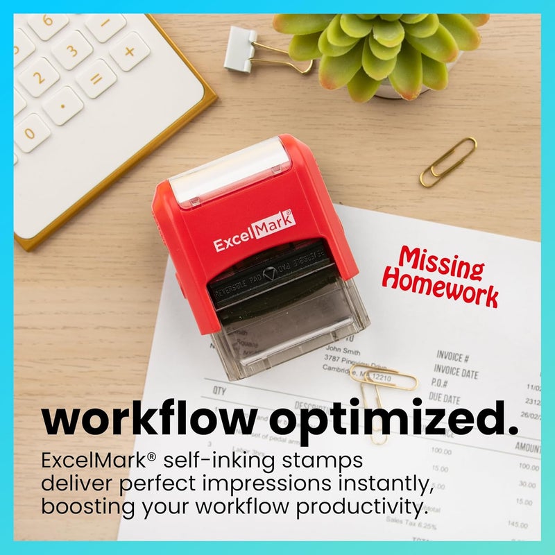 ExcelMark Missing Homework Self-Inking Stamp with Dual-Color Ink - Image 3
