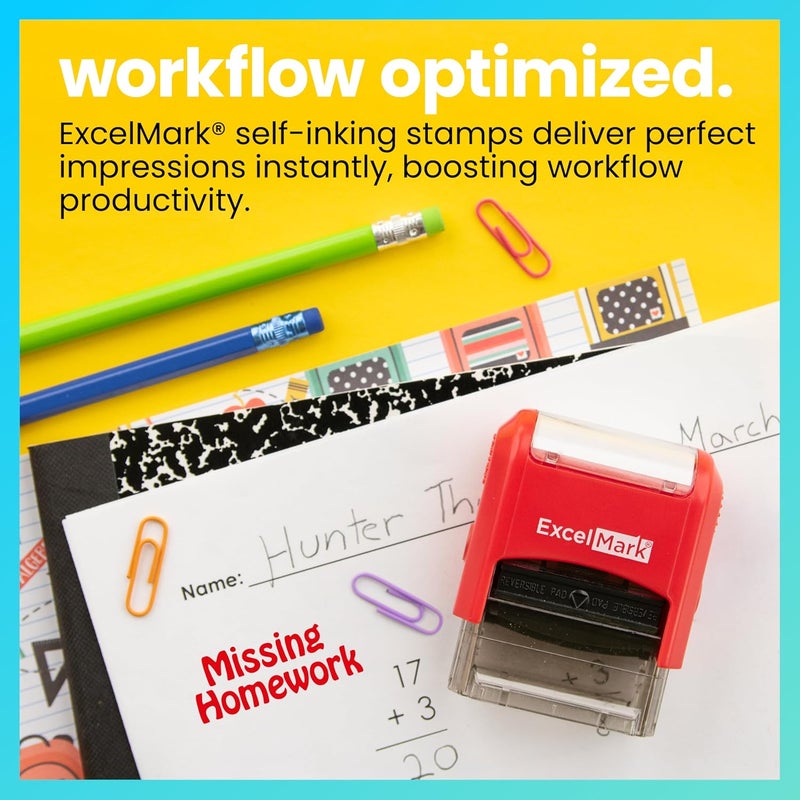 ExcelMark Missing Homework Self-Inking Stamp with Dual-Color Ink - Image 4