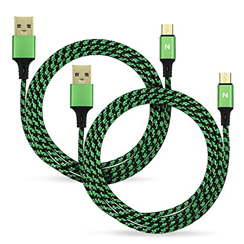 Nitho Micro USB Charging Cable [4 Meters, Pack of 2] Micro-B Charge and Play Cable for Xbox One, Playstation 4 Controllers and Devices with Micro USB Interfaces, USB-A to Micro USB Cables - Green - Image 1