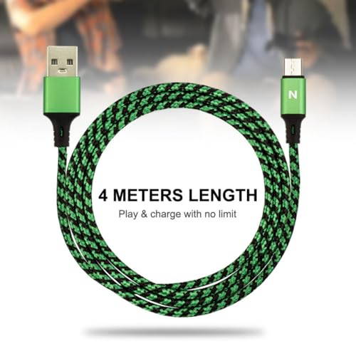 Nitho Micro USB Charging Cable [4 Meters, Pack of 2] Micro-B Charge and Play Cable for Xbox One, Playstation 4 Controllers and Devices with Micro USB Interfaces, USB-A to Micro USB Cables - Green - Image 4