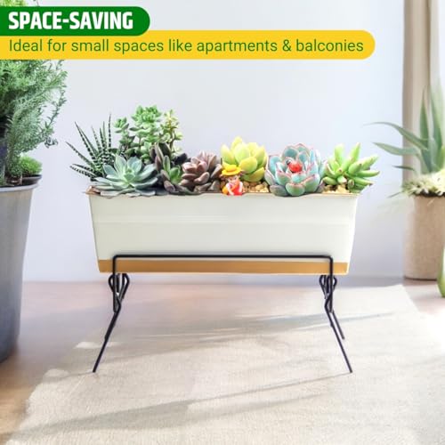 ecofynd Joel Metal Planter Stand for Living Room, Plant Stand for Balcony, Flower Pot Holder for Indoor & Outdoor, Garden Rack for Patio Plants, Pack of 2, (Black) - Image 5