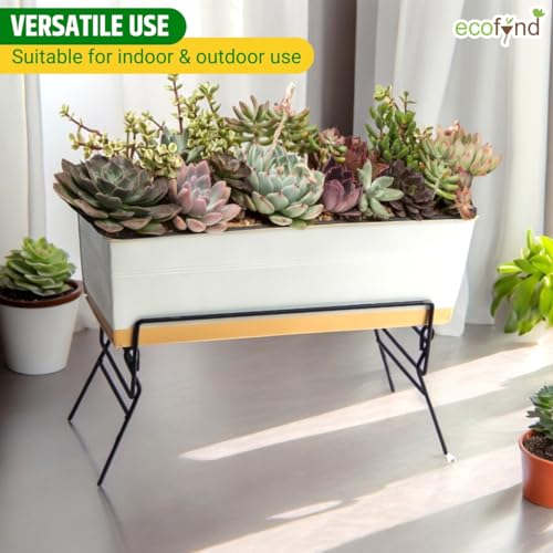 ecofynd Joel Metal Planter Stand for Living Room, Plant Stand for Balcony, Flower Pot Holder for Indoor & Outdoor, Garden Rack for Patio Plants, Pack of 2, (Black) - Image 4