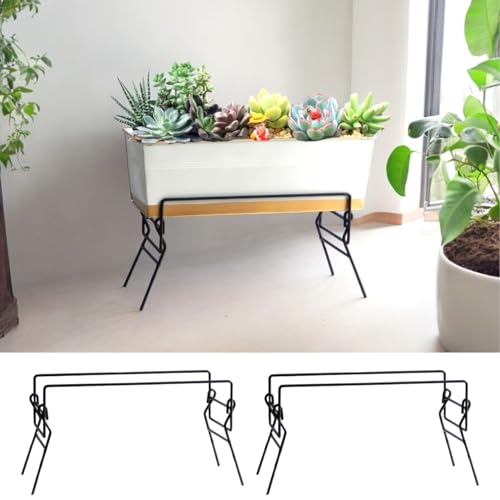 ecofynd Joel Metal Planter Stand for Living Room, Plant Stand for Balcony, Flower Pot Holder for Indoor & Outdoor, Garden Rack for Patio Plants, Pack of 2, (Black) - Image 1