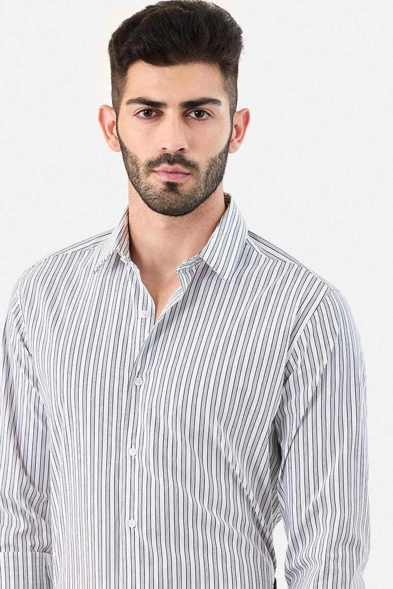 SNITCH Slim Fit Stretch Stripes Shirt