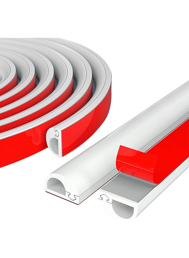 Beauenty Beauenty 10FT/3M Self Adhesive Cord Cover Floor, Cable Protector, PVC Cable Cover for Floor Wall, White Wire Cove(3M) - Image 1