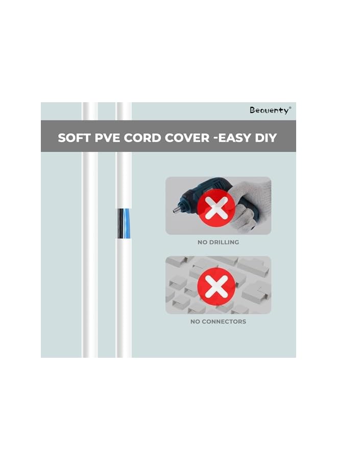Beauenty Beauenty 10FT/3M Self Adhesive Cord Cover Floor, Cable Protector, PVC Cable Cover for Floor Wall, White Wire Cove(3M) - Image 3