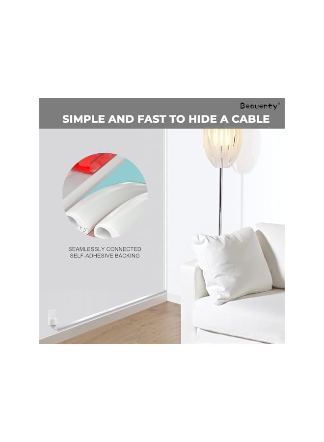 Beauenty Beauenty 10FT/3M Self Adhesive Cord Cover Floor, Cable Protector, PVC Cable Cover for Floor Wall, White Wire Cove(3M) - Image 5