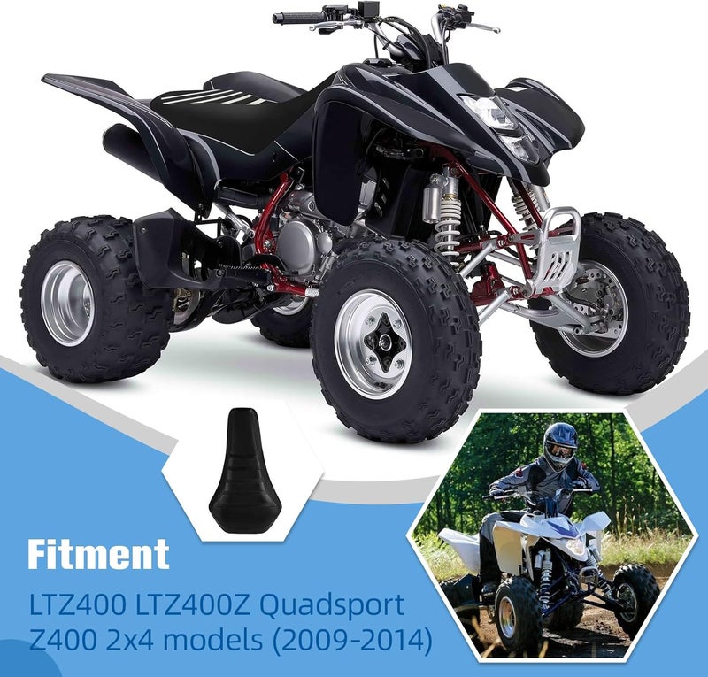 Wacece ATV Seat Cover Non-Slip Soft Waterproof for LTZ400 LTZ 400 LTZ400Z Quadsport Z400 2x4 (2009-2014) - High Elastic Leather Black - Image 4