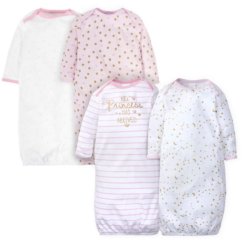GerberBaby Girls4-Pack Sleeper GownCastle0-6 Months - Image 1