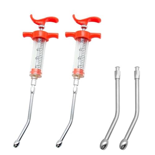 Abustle pig 2 Pieces Goat Syringe with 4 Drench Nozzle Adjustable Dosage ,Reusable Drench Syringe for Sheep ,Dog,Goat,Pig, Cat Feeding Supplies(20ML) - Image 1