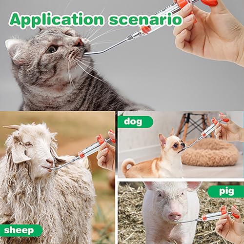 Abustle pig 2 Pieces Goat Syringe with 4 Drench Nozzle Adjustable Dosage ,Reusable Drench Syringe for Sheep ,Dog,Goat,Pig, Cat Feeding Supplies(20ML) - Image 5