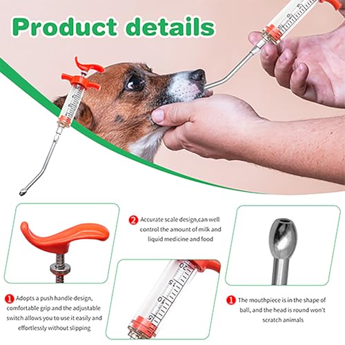 Abustle pig 2 Pieces Goat Syringe with 4 Drench Nozzle Adjustable Dosage ,Reusable Drench Syringe for Sheep ,Dog,Goat,Pig, Cat Feeding Supplies(20ML) - Image 3