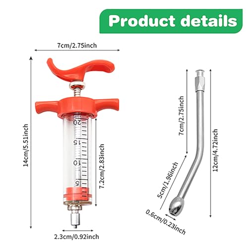 Abustle pig 2 Pieces Goat Syringe with 4 Drench Nozzle Adjustable Dosage ,Reusable Drench Syringe for Sheep ,Dog,Goat,Pig, Cat Feeding Supplies(20ML) - Image 2