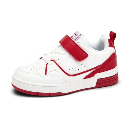 LUCKY STEP Kids Slip On Sneaker Comfort Casual Running Tennis School Low Top Sneaker Strap Athletic Walking Shoes for ChildrenBoysGirls WhiteRed1Little Kids 2 - Image 1