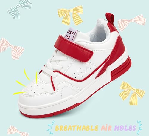 LUCKY STEP Kids Slip On Sneaker Comfort Casual Running Tennis School Low Top Sneaker Strap Athletic Walking Shoes for ChildrenBoysGirls WhiteRed1Little Kids 2 - Image 3