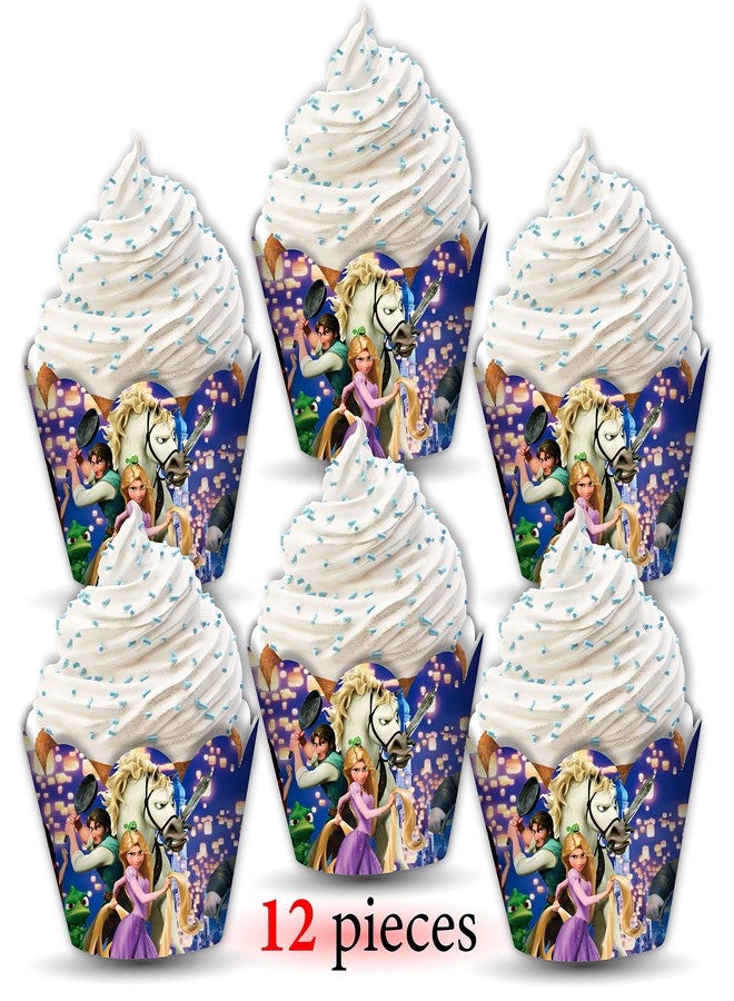Seyal "Rapunzl Cupcake Wrappers - Princess Theme Cupcake Decoration for Birthday Party & Celebration - Tangled Inspired Cupcake Holders for Girls Princess Party Supplies, Dessert Table Décor" - Image 2