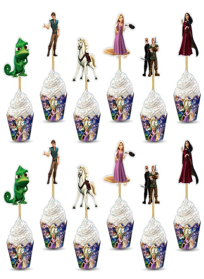 Seyal "Rapunzl Cupcake Wrappers - Princess Theme Cupcake Decoration for Birthday Party & Celebration - Tangled Inspired Cupcake Holders for Girls Princess Party Supplies, Dessert Table Décor" - Image 5