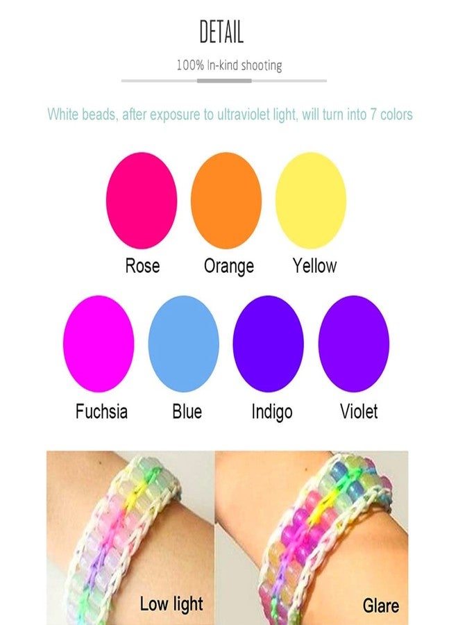 Miraclekoo UV Beads Scientific Multi Color Changing Bead UV Reactive Plastic Luminous Pony Beads,Fun for Jewelry/Bracelets Making,2000 Pcs - Image 2