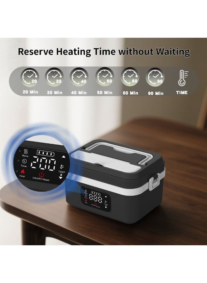 BlueFire Smart Lunch Box 1L Portable Rechargeable Electric Food Warmer, Wireless Self-Heating Bento with Timer, Phone Charging Function, 304 Stainless Steel Removable Inner Box, Rapid Heating Technology, 7.4V 60W, USB Input 5V/9V/12V 2A, For Office, Car, School, Travel, Picnic, Meal Prep - Image 5