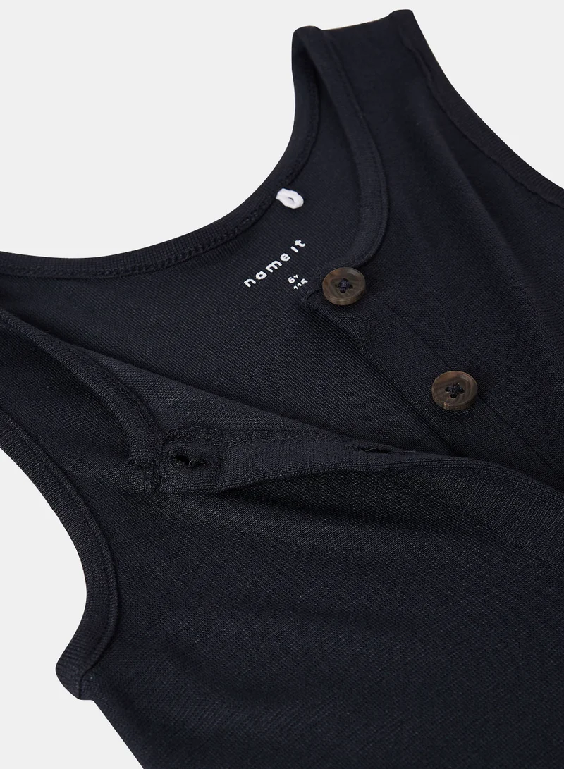 NAME IT Girls Sleeveless Button-Front Dress